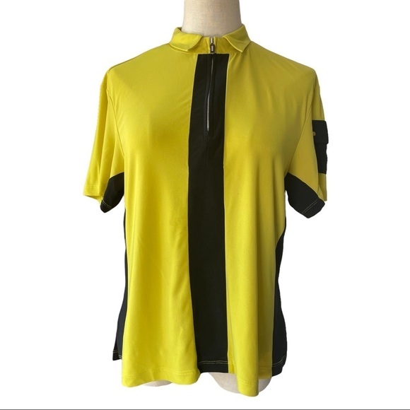 DKNY Golf short sleeve 1/4  zip shirt yellow& black - Picture 1 of 9